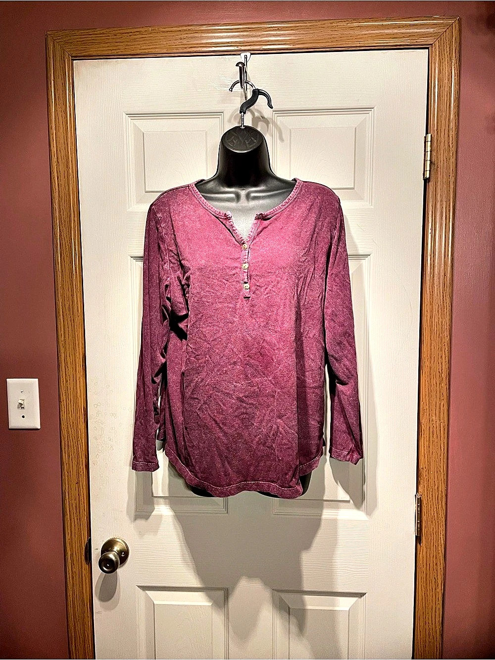 Coldwater Creek Vintage-Wash Solid Long-Sleeve Henley Long-Sleeve Henley Tunic